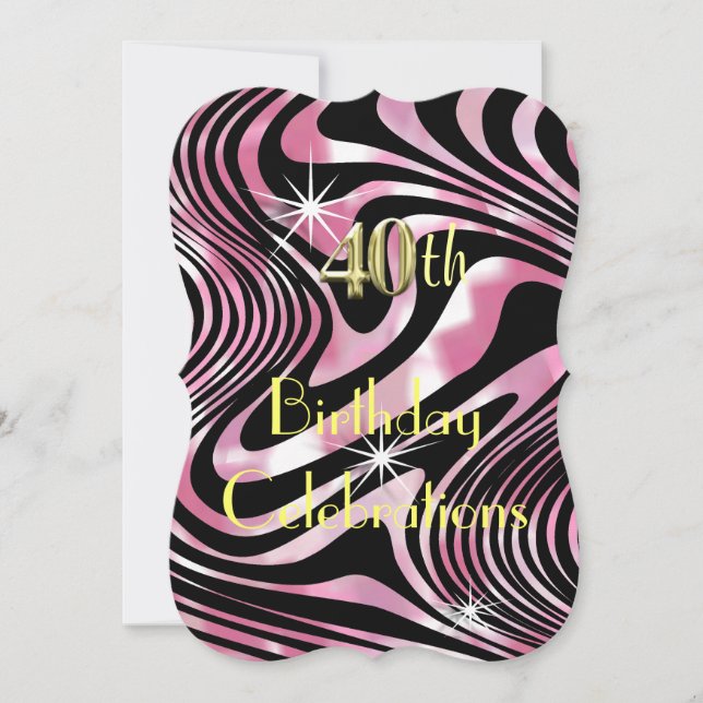 Invitation Pink Glitzy Girly Sparkle 40e anniversaire fête (Devant)