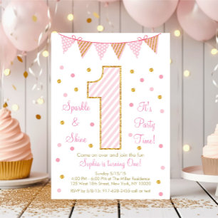 Invitation Pink & Gold 1er anniversaire
