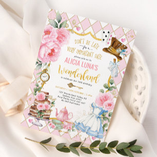 Invitation Pink Gold Alice au Pays des merveilles Anniversair