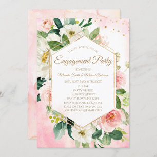 Invitation Pink Gold Aquarelle Florale