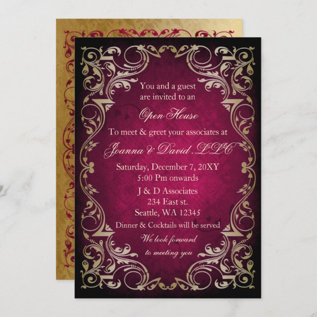Invitation Pink Gold Business Party (Devant / Derrière)