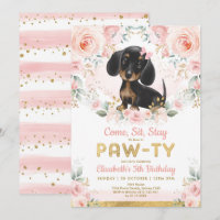 Pink Gold Dachshund Girls Anniversaire Puppy Pet C