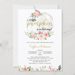 Invitation Pink Gold Elegant Un Petit Baby shower Citrouille