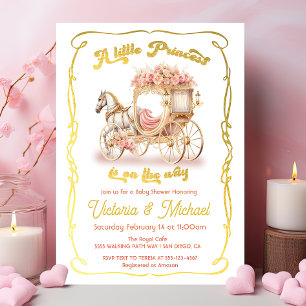 Invitation Pink Gold Fairytale Princess Horse Douche