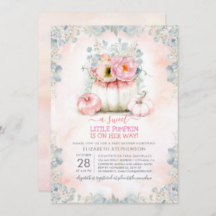 Invitation Pink Gold Little Citrouille Cute Baby shower éléga