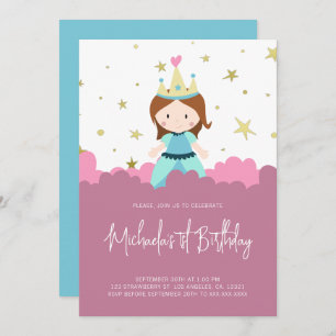 Invitation Pink Gold Princess Girl Birthday Party