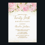 Invitation Pink Gold Sparkle Rose 21ème anniversaire Invitati<br><div class="desc">Invitations florales plus élégantes dans le Little Bayleigh Store! nous avons utilisé des images de www.createthecut.com</div>