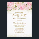 Invitation Pink Gold Sparkle Rose 21ème anniversaire Invitati<br><div class="desc">Invitations florales plus élégantes dans le Little Bayleigh Store! nous avons utilisé des images de www.createthecut.com</div>