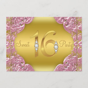 Invitation Pink Gold Sweet 16 Party