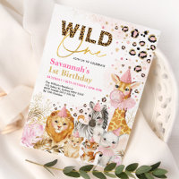 Pink Gold Wild One Safari Party Animaux Anniversai