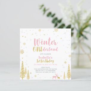 Invitation Pink & Gold Winter Onederland 1er Anniversaire