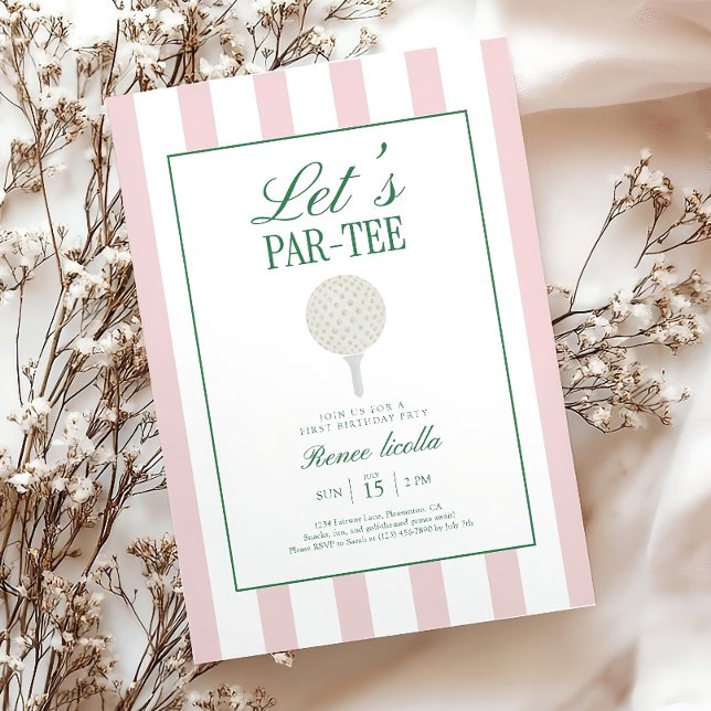 Invitation Pink Golf Birthday Invitation: Let's Par-Tee Girl  (Créateur téléchargé)