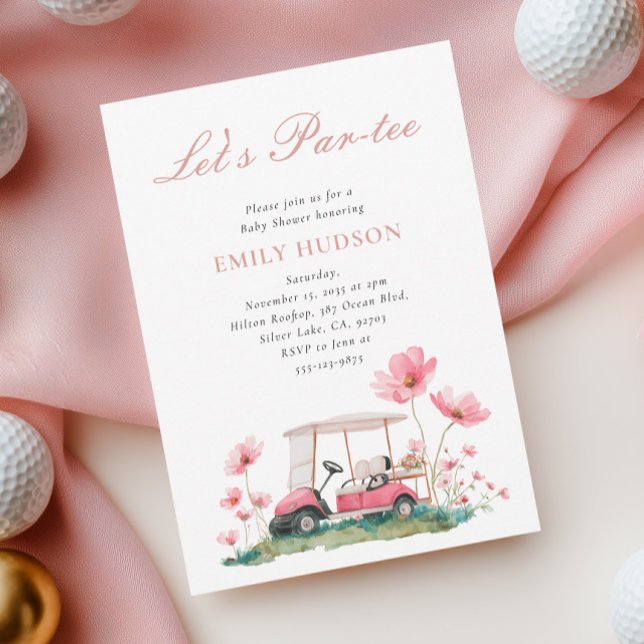 Invitation Pink Golf Floral Baby Shower (Créateur téléchargé)