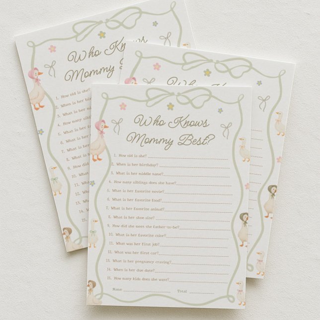 Invitation Pink Goose Baby Shower Who Knows the Mommy Best  (Créateur téléchargé)