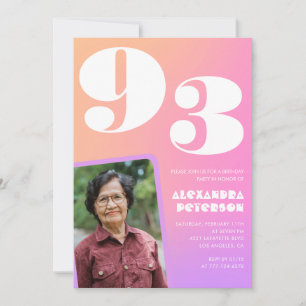 Invitation Pink Gradient Retro Photo 93e anniversaire