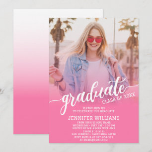 Invitation Pink Graduate Photo Grad Party