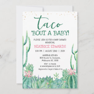 Invitation Pink Green Cactus Taco 'Bout A Baby Baby shower