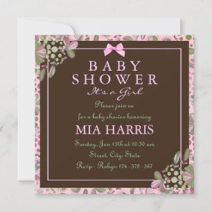 Invitation Pink & Green Lush Floral Baby Shower Invite