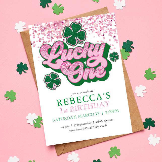 Invitation Pink Green St. Patrick's Lucky One Premier Anniver (Créateur téléchargé)