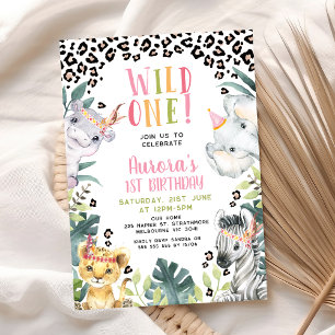 Invitation Pink Green Tribal Wild Un 1er anniversaire