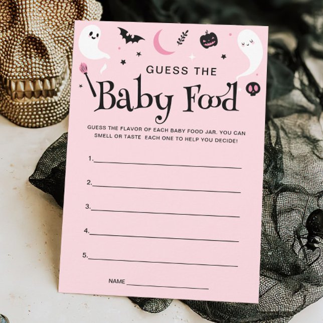 Invitation Pink Halloween Baby shower Baby Food Game Card (Créateur téléchargé)