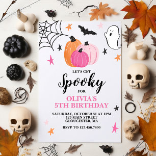 Invitation Pink Halloween Spooktacular Girl Anniversaire Invi
