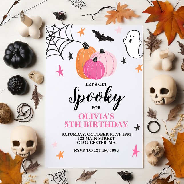 Invitation Pink Halloween Spooktacular Girl Anniversaire Invi (Créateur téléchargé)