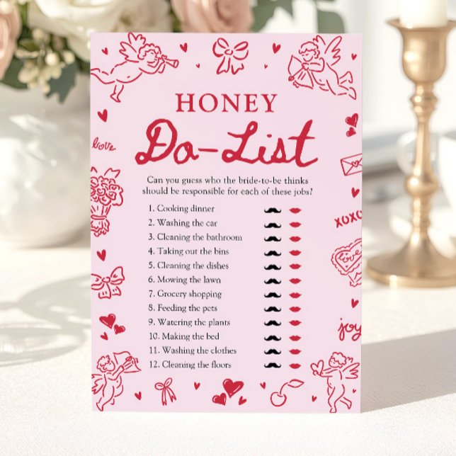 Invitation Pink Hand Drawn Honey Do List Bridal Shower Game (Pink Hand Drawn Honey Do List Bridal Shower Game)