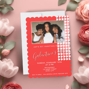 Invitation Pink Heart Friend Photo Galentine`s Day