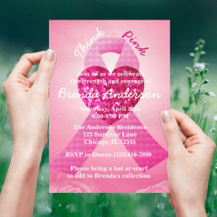 Invitation Pink Heart Ribbon Parti de sensibilisation au canc