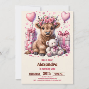 Invitation Pink Holy Cow Highland 1er Anniversaire