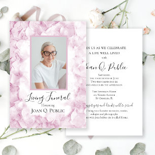 Invitation Pink Hydrangea Aquarelle Vivante Fête funéraire