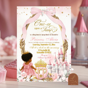 Invitation Pink Il était une fois Fille Africaine 1er anniver