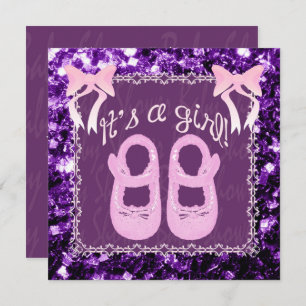 Invitation Pink It a Girl Purple pétille Baby shower Invitati