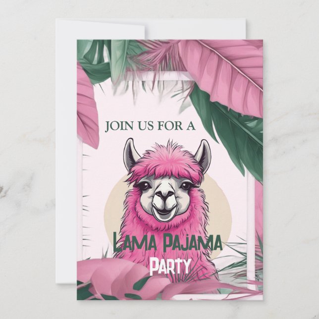 Invitation Pink Joyeux Lama souriant (Devant)