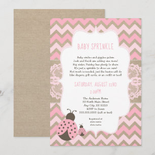 Invitation Pink Ladybug Baby Sprinkle, baby shower fille