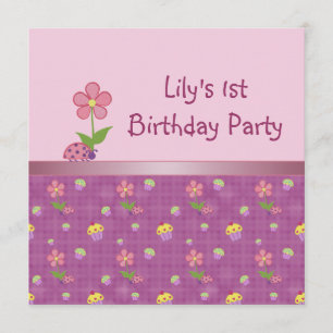 Invitation Pink Ladybug et Cupcake Anniversaire