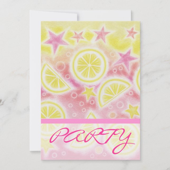 Invitation Pink Lemonade 'PARTY' bande d'invitation (Devant)
