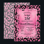 Invitation Pink Leopard 21st Birthday Party<br><div class="desc">Elegant hot pink and black leopard print is overlaid with hot pink faux foil and your 21st birthday party details in chic lettering,  great for ANY AGE birthday. COORDINATING items available in our collection.</div>