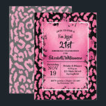 Invitation Pink Leopard 21st Birthday Party<br><div class="desc">Elegant hot pink and black leopard print is overlaid with hot pink faux foil and your 21st birthday party details in chic lettering,  great for ANY AGE birthday. COORDINATING items available in our collection.</div>
