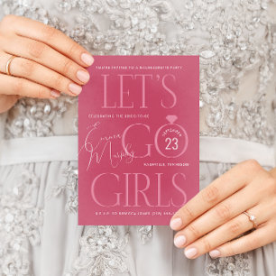 Invitation Pink Lets Go Girls Bachelorette Party