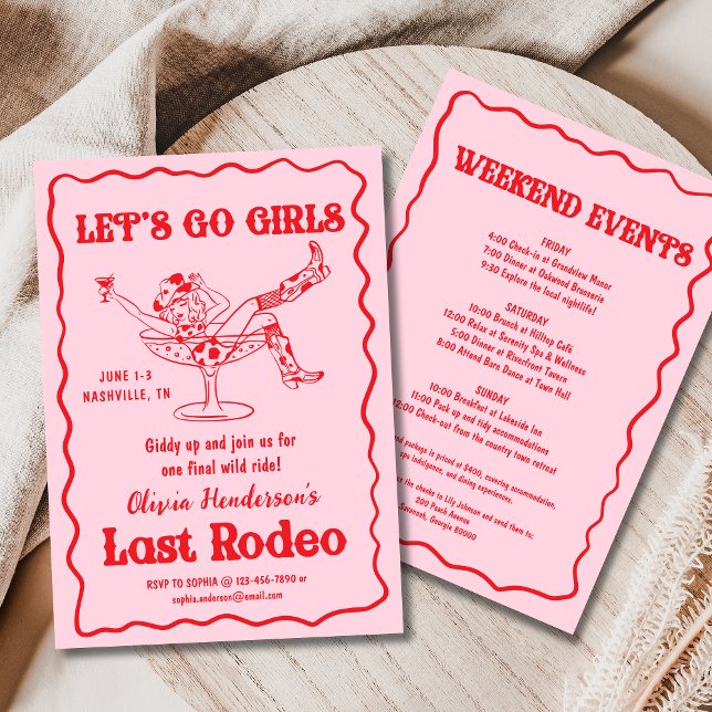 Invitation Pink Let's Go Girls Nashville Bachelorette Party (Créateur téléchargé)