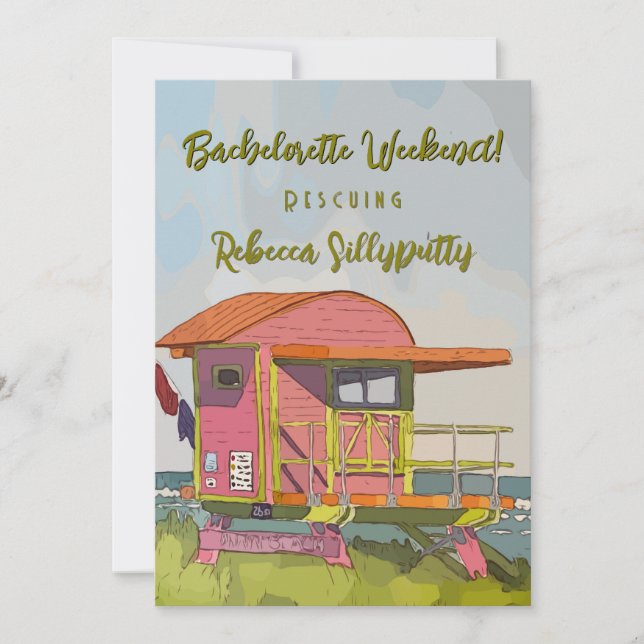 Invitation Pink Lifeguard Vibes Bachelorette Weekend (Devant)