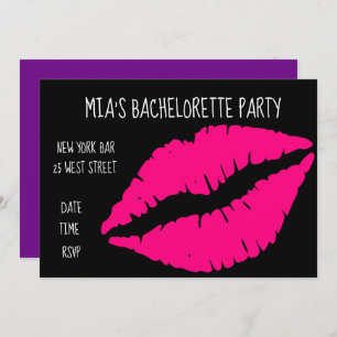 Invitation Pink Lipstick fun bacheloro Party