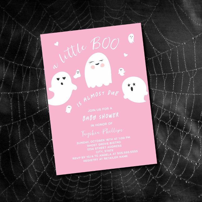 Invitation Pink Little Boo doit Baby shower d'Halloween (Créateur téléchargé)
