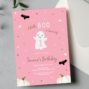 Invitation Pink Little Boo Halloween 1er anniversaire
