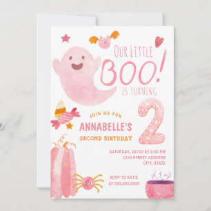Invitation Pink Little Boo tourne deux Halloween 2e Anniversa