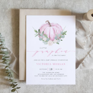 Invitation Pink Little Citrouille C'est un Baby shower d'auto