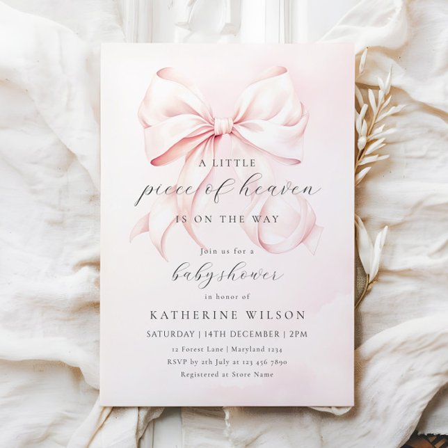Invitation Pink Little Piece of Heaven Baby Shower (Créateur téléchargé)