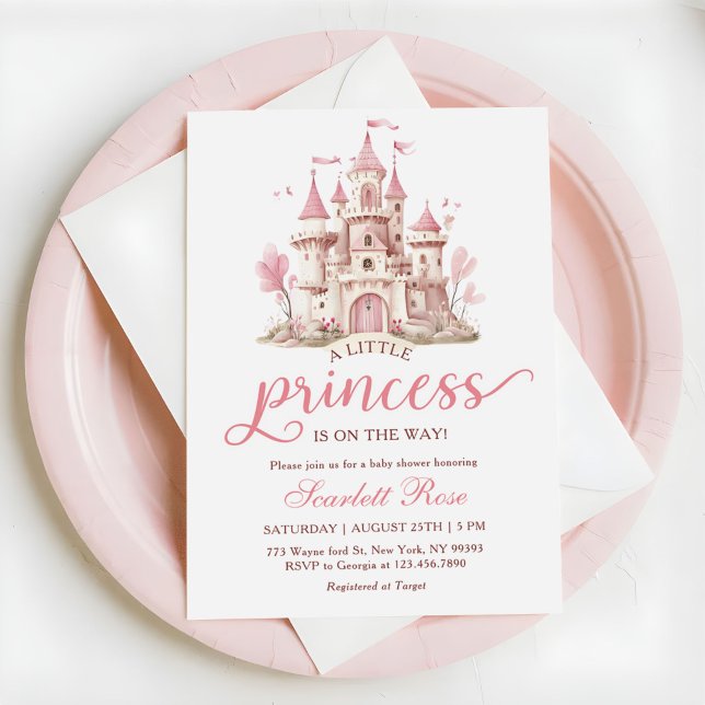 Invitation Pink Little Princess Castle Girl Baby Shower (Créateur téléchargé)